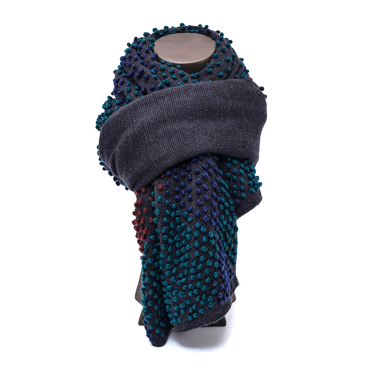 Etro - Antrachite Wool Blended Pompom Detailed Warm Scarf